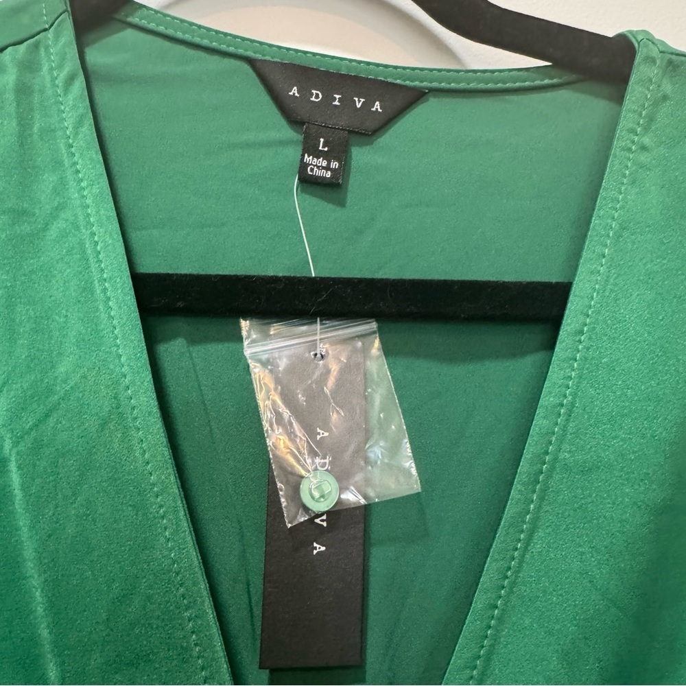 Adiva Emerald Green Wrap Blouse with Waist Tie | New with Tags - Picture 3 of 10